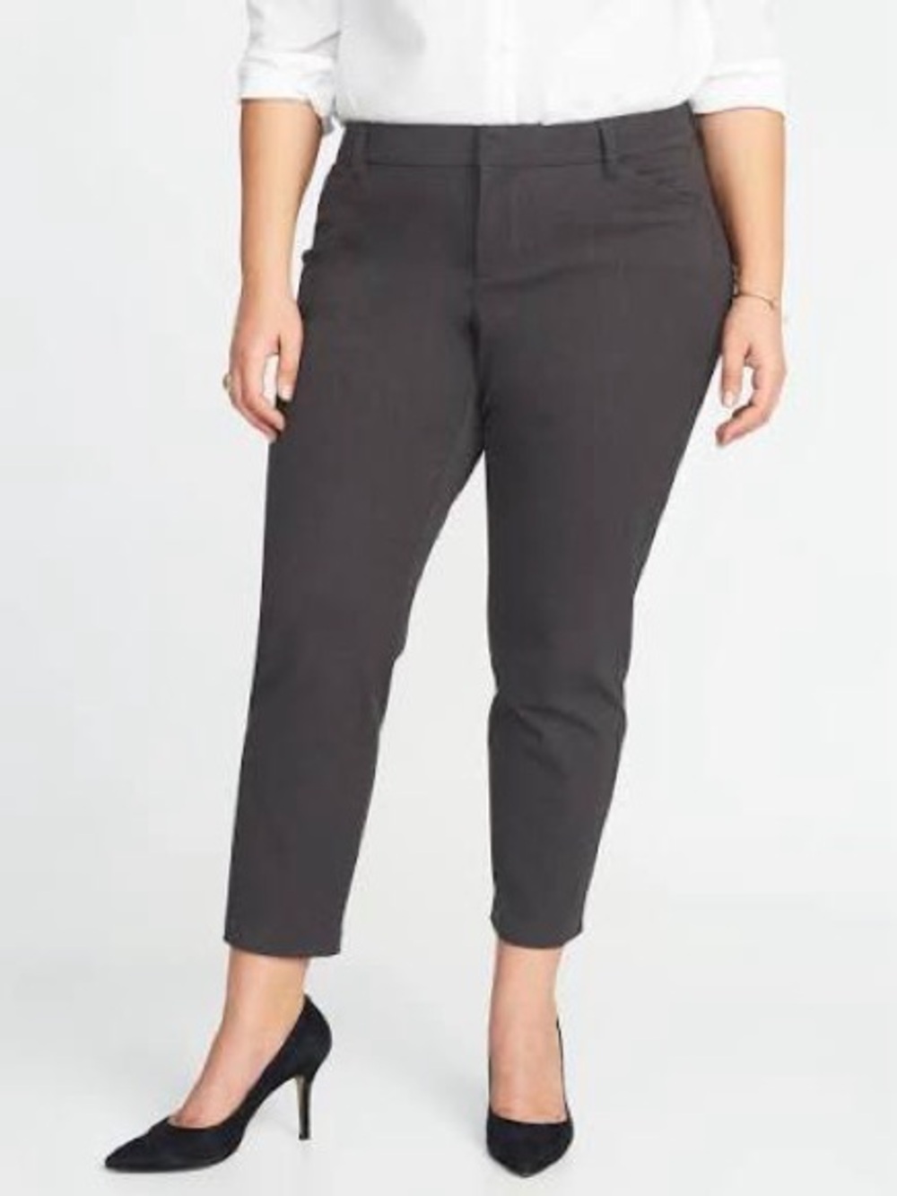 NWT Old Navy Mid-Rise Plus-Size Secret-Slim Pockets Pixie Pants 26 Heather Gray